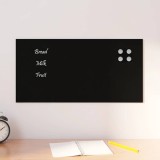vidaXL Tablă magnetică de perete neagră 60x30 cm, sticlă securizată