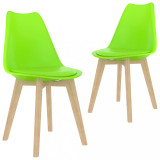 Scaune de bucătărie, 2 buc., verde, plastic, Set scaune, 2 scaune