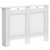 HOMCOM Carcasă Modernă pentru Calorifer, Model cu Gratii din MDF, Design cu Lamele pentru Casă și Birou, 111,5x82x19 cm, Alb | Aosom Romania