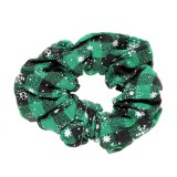 Scrunchie verde cu fulgi de nea
