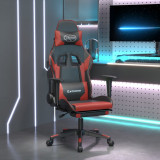 vidaXL Scaun de gaming cu suport picioare, negru/roșu vin, piele eco