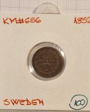 100 Suedia, Sweden, ⅙ Skilling Banco - Oscar I 1852, KM#656, excelenta