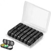 Cutie Medicamente 7 Zile, 21 Compartimente, Detasabile, Portabila, Neagra 15.6x12cm, Organizator Pastile Zilnic Saptamanal