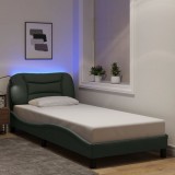 VidaXL Cadru de pat lumini LED fără saltea gri &icirc;nchis 90x190 cm textil