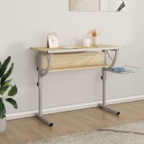 Cumpara ieftin Birou stejar sonoma &amp; gri 110x53x(58-87) cm lemn prelucrat&amp;oțel