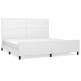 Cumpara ieftin Cadru de pat cu tablie, alb, 200x200 cm, piele ecologica