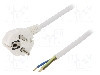 Cablu alimentare AC, 5m, 3 fire, culoare alb, cabluri, CEE 7/7 (E/F) &amp;#351;tecar in unghi, SCHUKO mufa, PLASTROL - W-97185