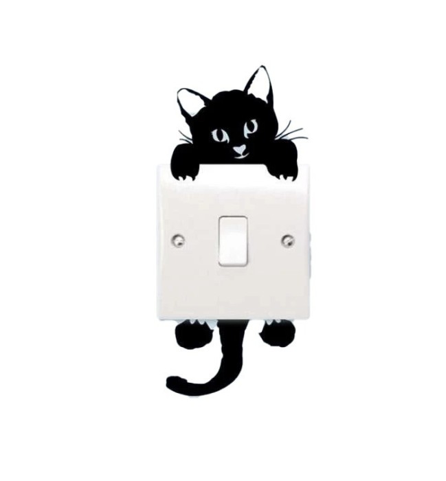 Sticker decorativ pentru intrerupator, Pisica, 11.5 cm, 1018STK