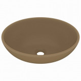 Chiuvetă de lux, crem mat, 40 x 33 cm, ceramică, formă ovală