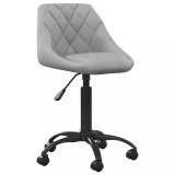 Scaun birou vidaXL, gri deschis, catifea, reglabil, pivotant 360&deg;, 44x46x(67.5-79)cm