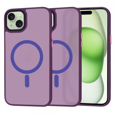 Husa MagSafe pentru Apple iPhone 15 Plus, Techsuit, HaloFrost, Mov Inchis foto