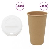 vidaXL Cești de cafea din h&acirc;rtie cu capace 1000 buc 16 oz 400 ml