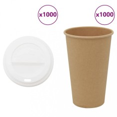 vidaXL Cești de cafea din h&amp;acirc;rtie cu capace 1000 buc 16 oz 400 ml foto