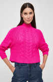 Cumpara ieftin Morgan pulover din amestec de lana femei, culoarea roz, cu turtleneck