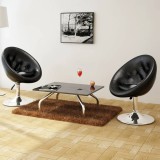 Scaun de club, 2 buc., piele artificială, negru, vidaXL