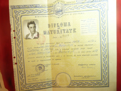 Diploma de Maturitate la Scoala Medie Ion Neculce Bucuresti 1959 foto