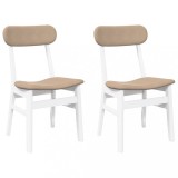 Cumpara ieftin Scaune de sufragerie cu perne 2 buc cauciuc din lemn masiv alb