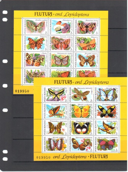 ROMANIA 1991, Fluturi LP 1267, blocuri neuzate, MNH ROMANIA 1991, Fluturi LP 1267, blocuri neuzate, MNH
