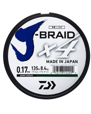FIR TEXTIL DAIWA J-BRAID X4 0.17MM 8.4KG 135MT VERDE foto
