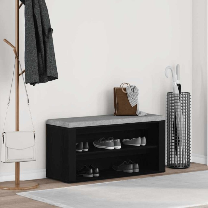 vidaXL Bancă pentru pantofi, stejar negru, 100x35x45 cm, lemn stratificat 862126