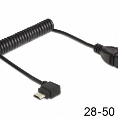 Cablu USB micro-B T in unghi la USB 2.0-A M OTG spiralat, Delock 83354