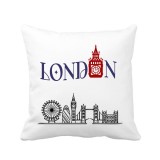 Perna personalizata decorativa, 40x40 cm, alba, cu Londra, UK