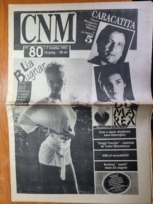 ziarul CNM 1-7 martie 1993-interviu lia bugnar,jana gheorghiu