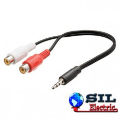 Cablu adaptor audio stereo 3.5 mm tata - 2x RCA mama 0.2m negru Valueline foto