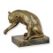 Pisica jucandu-se-statueta din bronz cu un soclu din marmura BX-68