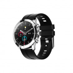 Ceas Smartwatch Twinkler TKY-QY05 Negru / Argintiu, Curea silicon cu Moduri sportive, Monitorizare tensiune arteriala, Memento sedentar, Calitate somn