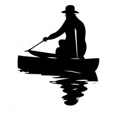 Sticker decorativ Canoe pe rau, Negru, 73 cm, 7662ST foto