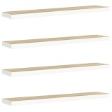 Cumpara ieftin Rafturi perete suspendate 4 buc. stejar/alb 120x23,5x3,8 cm MDF