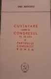 Cuv&acirc;ntare Congresul IX PCR 1965 Emil Bodnaras - Carte Politică Rom&acirc;nă