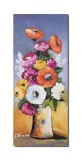 Cumpara ieftin Tablou pictat manual, Vaza cu flori multicolore, 60x25cm ulei pe panza. Constantin Feraru