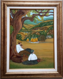 Tablou original pictat in ulei pe panza, 40x30cm , inramat 52x42 cm, Peisaje, Altul
