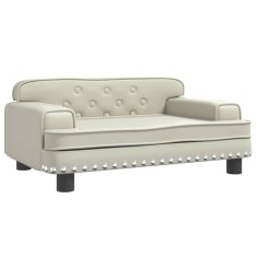 Canapea pentru copii, crem, 70x45x30 cm, piele ecologica