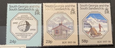 PC475 - Georgia de Sud &amp;amp; Sandwich 1987 Anul International Geofizic, serie MNH, 3v foto