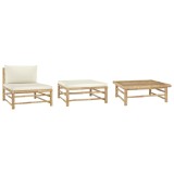 Gossi set mobilier de gradina, cu perne alb crem, 3 piese, bambus