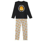 Set Pijama de Iarnă Bumbac Garfield Gri Negru pentru Femei, CMCLASS