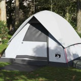 Cort Camping Cupola 4 Persoane vidaXL Alb Impermeabil, Opac, Poliester, Usa Fermoar, Geanta Transport, 215x213x154cm