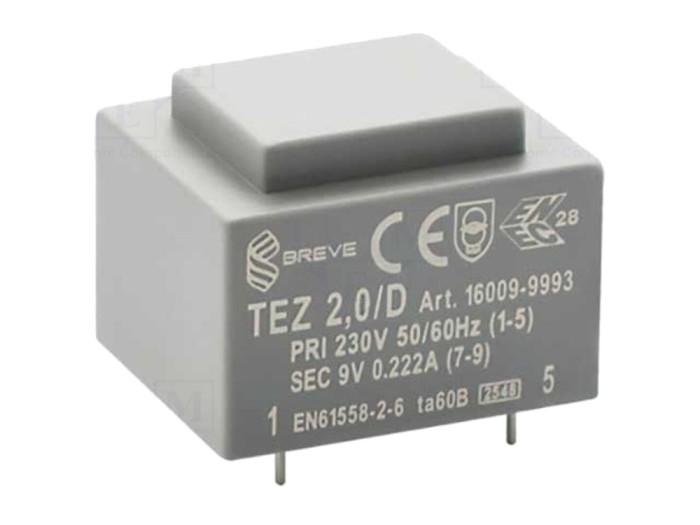 Transformator PCB &icirc;ncapsulat 2VA 9V