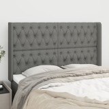 VidaXL Tăblie de pat cu aripioare gri &icirc;nchis 163x16x118/128 cm textil