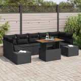 Gossi set de canapele de gradina cu 8 piese si perne, negru, poliratan