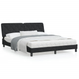 Cadru de pat cu lumini LED, negru, 160x200 cm, catifea GartenMobel Dekor, vidaXL