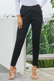 Cumpara ieftin R912-1 Pantaloni casual din denim elastic cu cordon in talie