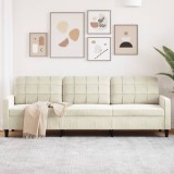 vidaXL Canapea cu 3 locuri, crem, 210 cm, material catifea