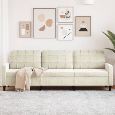 Gossi canapea cu 3 locuri, crem, 210 cm, material catifea foto