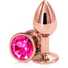 Dop Anal Charm Anal Plug Medium, Rose Gold, Piatra Roz Inchis Passion Labs