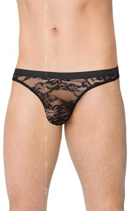 Bikini Tanga Barbati din Plasa Transparenta cu Insertii Florale, M