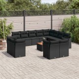 Cumpara ieftin Gossi set mobilier de gradina cu perne, 13 piese, negru, poliratan